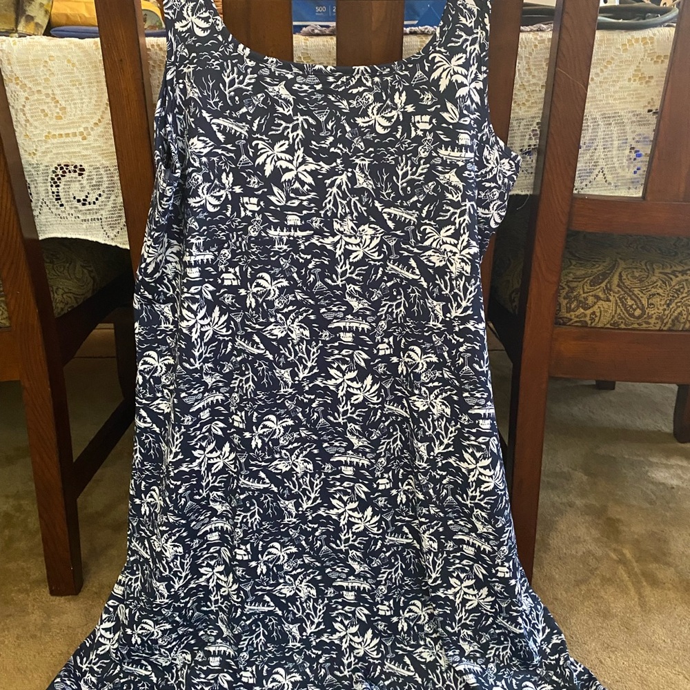 Columbia Navy and White Floral Sleeveless Dress